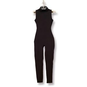 SKIMS ALL IN ONE MOCK NECK SLEEVELESS ONESIE BLACK NWT